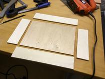 Bottom plate, and the four roughly cut sides (before sanding).